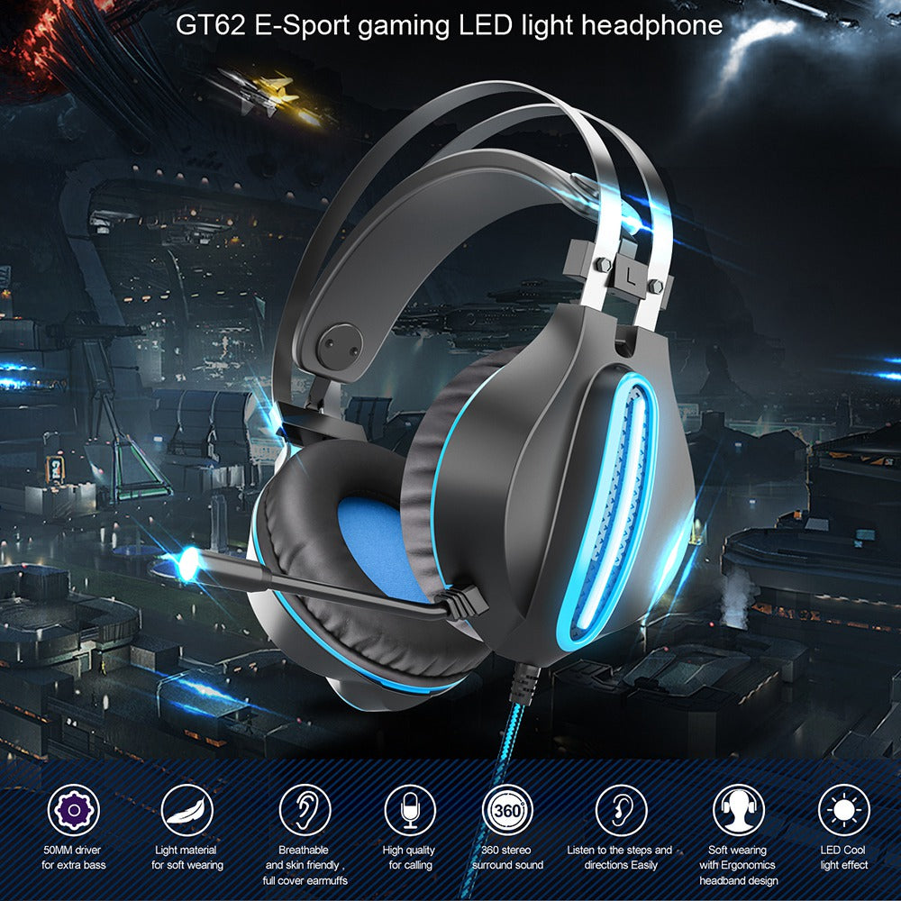 OVLENG GT62 USB+3.5mm Wired Over-Ear E-sports Headphone Cool LED Lighting Gaming Headset with Rotatable Microphone OVLENG GT62 USB+3.5mm Wired Over-Ear E-sports Headphone Cool LED Lighting Gaming Headset with Rotatable Microphone